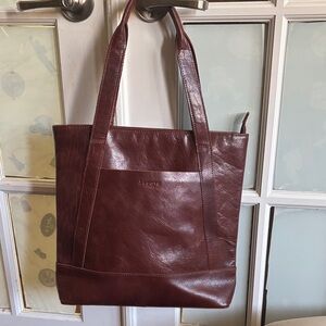 Rich Brown Leather Tote Bag